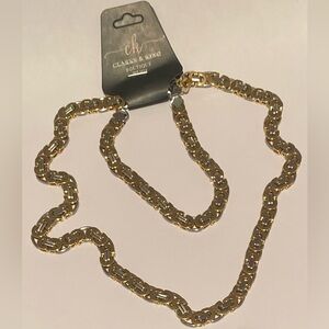 Men’s Stainless Steel Egyptian Byzantine Flat Necklace & Bangle Set